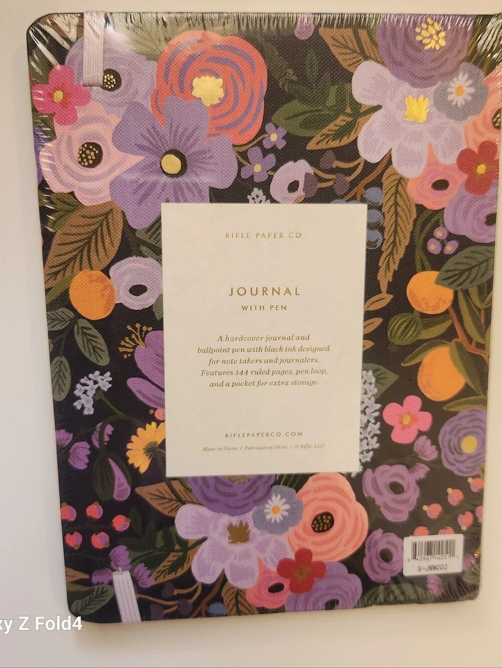 Rifle Paper Co. Garden Party Violet Journal & Gold Pen Set NWT Hardcover 144 Pgs